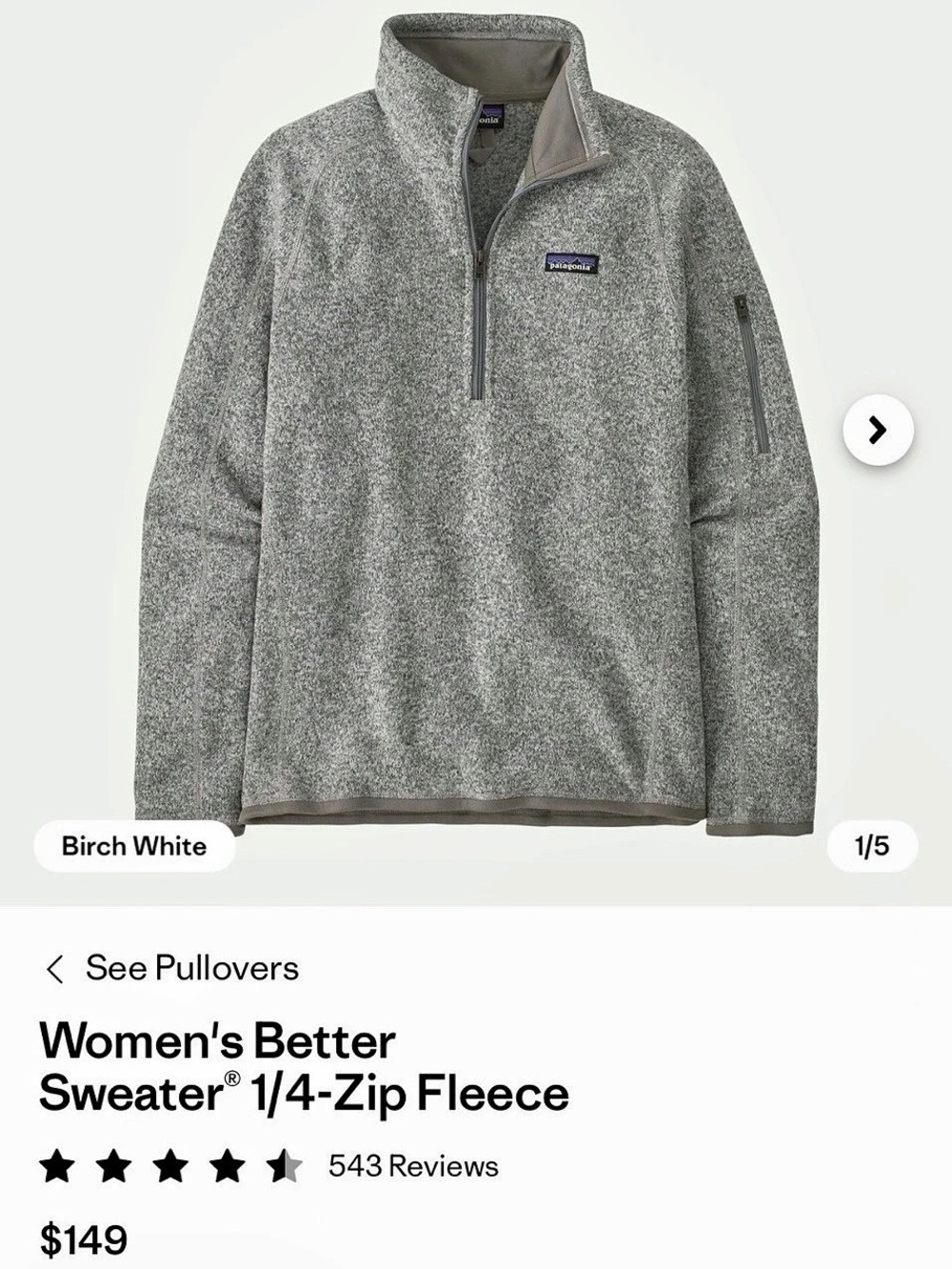 Patagonia Women's Better Sweater 1/4-Zip Fleece Gray
